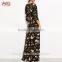 Long Sleeve Black V Neck Florals Wrap Maxi Dress Sexy Slit Maxi Dress Summer