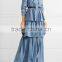 Latest Ruffled Tiered Tencel-chambray Long Sleeve Maxi Dress Names Of Ladies Drsses Designs Photos 2016 HSD5675