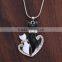 high end metal enamel yin yang cat necklace black and white animal pendant necklace for couple
