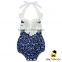 Fancy Summer Toddler& Infant Cotton Colorful Flower Printed Halter Lace Froal Newborn Baby Girl Vintage Romper Grows Clothes
