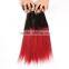 Factory price 1b and red two tone color remy human hair , Brazilian hair