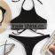 Womens Bathing Suits Padded Swimwear Halter Bikini Top High Neck