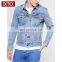 Wholesale Light Blue Custom Ripped Men Denim Jacket