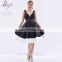 2017 New Arrival Fashion Design High Quality Waist Beaded Sexy V Neck Black White Short Prom Dress