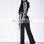 custom snap button down two colors stripe tracksuits crop top hoodies and pant for women sportswear clothing sets