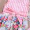 High quality pink strip floral dress & stripe ruffles pants summer baby clothes newborn set