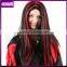 long black red high light straight syntehtic fiber halloween party witch hair wig