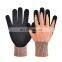 Fluorescent orange Cut Resistant HPPE Glass Fiber Gloves Nitrile Coating on Palm work safety garden gloves