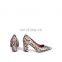 Snake print color wholesale design block heel court shoe pointed toe footwear pumps sandals shoes