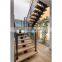 Customized central spine stair middle stringer staircases with wood tread