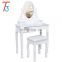 White Dressing Table With Stool With 3 Drawers And Makeup Vanity Table