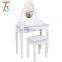 White Dressing Table With Stool With 3 Drawers And Makeup Vanity Table