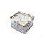 kitchen bath toy organizer metal wire mesh fruit storage basket with wooden handle