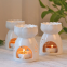 Ceramic Hollow Essential Tealight Candle Holder Aroma Incense Essential Oil Burner Ceramic Wax Melt Burner for SPA Aromatherapy
