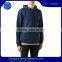 Cotton fleece plain zip up hoodies with kangaroo pocket in blue