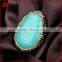 Natural tibetan turquoise beads with rhine stone cz paved on edged, green natural turquoise jewelry