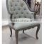 Home furniture white rustic Linen French style tufted button wood chair