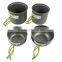 4pcs outdoor lightweight aluminum camping cookware backpacking bowl cook pot pan set for camping & hiking