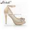 Wholesale lace material with rhinestone wedding shoes with ankle strap dress shoes