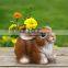 cup shaped glazed rectangular plastic flowerpot