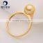 2016 Online Wholesale Drop Ship White Akoya Pearl Natural Saltwater Pearl Rings Jewelry Flexible 18K Gold With Zircon
