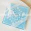 Square blue sonw design glass coaster for home decoration