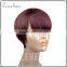 100% human hair large cap lace front wig wine red purecolor silk straight short hair wig