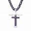 Fashion Design Charm Ornament Titanium Steel Silver Black Anime Painted Bible Character Cross Pendant Chain Necklaces For Easter