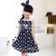 2015 Summer Newest Girls Dress Bowknot Polka Dots Sleeveless Girls Dress