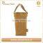 Brown washable kraft paper single wine bottle bag with handles