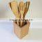 Wholesale hot selling 5 pcs kitchen bamboo utensil set with holder for 2016