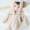 2016 winter baby infant coral fleece hooded long sleeve plain baby romper