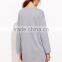 Grey Drop Shoulder Tee Dress With Pockets Cotton Spandex Long Sleeve Casual Plain Sweatshirt Tee Dress