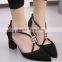 F20010H Pointed suede shoes women new design women dress shoes high heel hollow ouot shoes