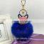 Fahsion Fox Head Faux Fur Keychain HandBag Rhinestone Pendant Charm Soft Car Key Ring 4 Colors fmq-11