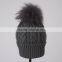 Myfur big fur pom beanie warm winter knitted hat fur knitted hats