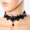 New Fashion Lace Choker Necklace Black Drop Pendant 32cm long