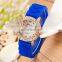 diamond surround header butterfly surface silicone watch / movement quartz wristwatch