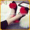 Fashion Shoes For Girl Colourful Fox Fur Low Heeled Shoes