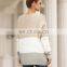Hot Selling US Market Sexy Knit V-neck Strapless Color Block Women's Loose Fit Pullover Sweater