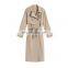 INS hot selling Women trench coat button down with tie knot long jacket for ladies
