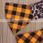 Baby Kids Halloween Pumpkin plaid long sleeve & Cheetah Bell Bottom  Ruffles Pants set kids Ruffle Christmas set