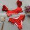 STOCK 8Colors Woman Bikini Ruffle Trim Open Back Swimsuit Brazilian Cut One Piece Swimwear