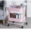 Folding Rolling Cart Homcom Kitchen Trolley Rolling Island With Storage
