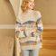 Women Oversized O Neck Designer Jacquard Raglan Sleeves Thick Cashmere Sweater