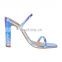 2020 new arrivals fashion snake print design high heels block style women sandals shoes