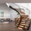 Customized Floating Staircase Modern Curved Stair Wood tread Spiral Staircase