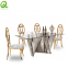 Luxury Gold Stainless Steel Party Event Rectangle Marble Dining Table