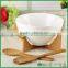 Serving Bowl with Bamboo Tray Decorative Porcelain Dinner Basin Tableware Accessories Craft for Fruit, Slalad and Rice