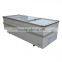 Supermarket top open glass door display fresh food island freezer showcase